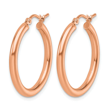 14k Rose Gold Polished 2.5mm Lightweight Tube Hoop Earrings - Birthstone Company