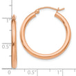 14k Rose Gold Polished 2.5mm Lightweight Tube Hoop Earrings