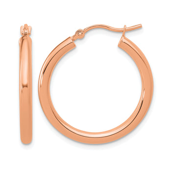 14k Rose Gold Polished 2.5mm Lightweight Tube Hoop Earrings - Birthstone Company