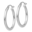 14k White Gold Polished 2.5mm Lightweight Tube Hoop Earrings