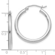 14k White Gold Polished 2.5mm Lightweight Tube Hoop Earrings
