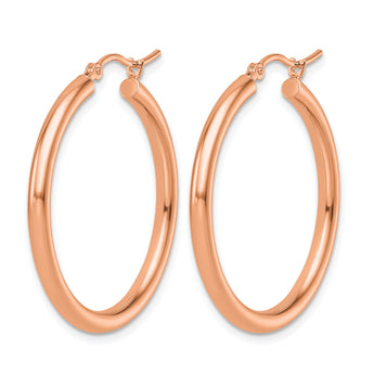 14k Rose Gold Polished 2.5mm Lightweight Tube Hoop Earrings - Birthstone Company