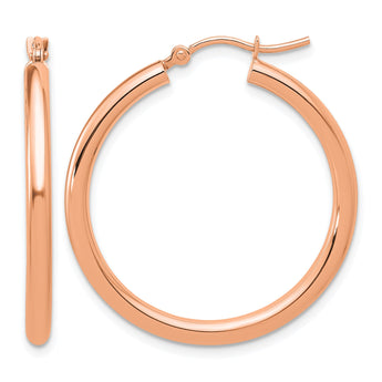 14k Rose Gold Polished 2.5mm Lightweight Tube Hoop Earrings - Birthstone Company