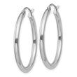 14k White Gold Polished 2.5mm Lightweight Tube Hoop Earrings
