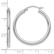 14k White Gold Polished 2.5mm Lightweight Tube Hoop Earrings