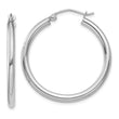14k White Gold Polished 2.5mm Lightweight Tube Hoop Earrings
