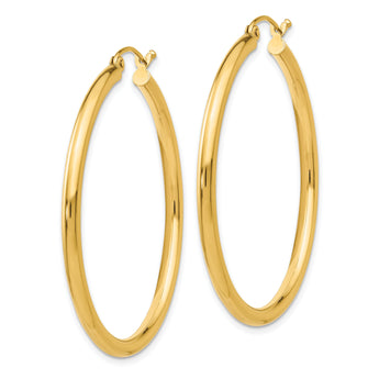 14k Polished 2.5mm Lightweight Tube Hoop Earrings