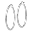 14k White Gold Polished 2.5mm Lightweight Tube Hoop Earrings