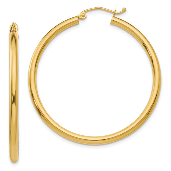 14k Polished 2.5mm Lightweight Tube Hoop Earrings