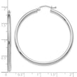 14k White Gold Polished 2.5mm Lightweight Tube Hoop Earrings