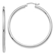 14k White Gold Polished 2.5mm Lightweight Tube Hoop Earrings
