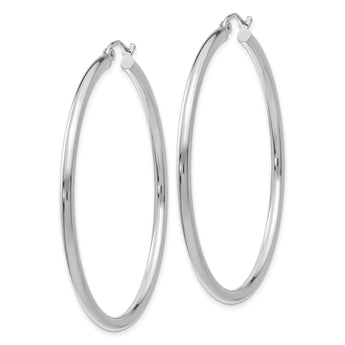 14k White Gold Polished 2.5mm Lightweight Tube Hoop Earrings