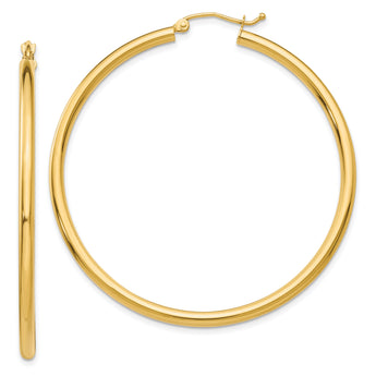 14k Polished 2.5mm Lightweight Tube Hoop Earrings