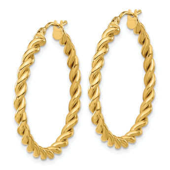 14K Polished Twist Hoop Earrings