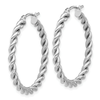 14K White Gold Polished Twist Hoop Earrings