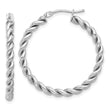 14K White Gold Polished Twist Hoop Earrings