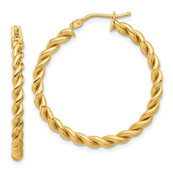 14K Polished Twist Hoop Earrings