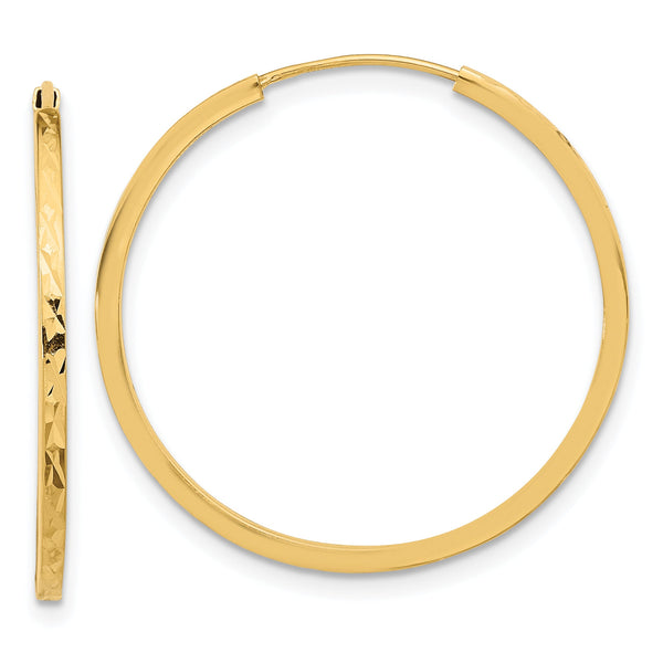 14K Diamond-cut Endless Hoop Earrings