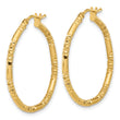 14K Polished and Textured Hoop Earrings