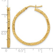 14K Polished and Textured Hoop Earrings