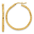 14K Polished and Textured Hoop Earrings