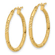 14K Polished and Textured Hoop Earrings