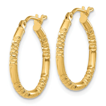 14K Polished and Textured Hoop Earrings