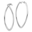 14K White Gold Polished Oval Hoop Earrings