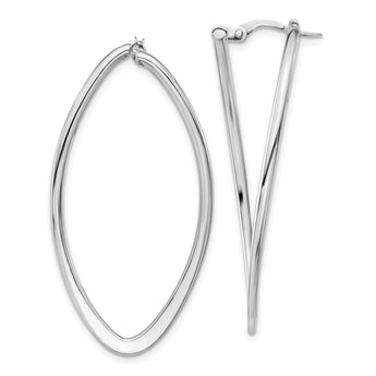 14K White Gold Polished Oval Hoop Earrings