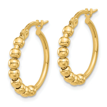 14K Polished Beaded Hoop Earrings