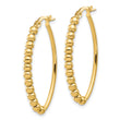 14K Polished Beaded Oval Hoop Earrings