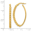 14K Polished Beaded Oval Hoop Earrings