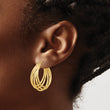 14K Polished and Multi Textured Hoop Earrings