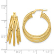 14K Polished and Multi Textured Hoop Earrings