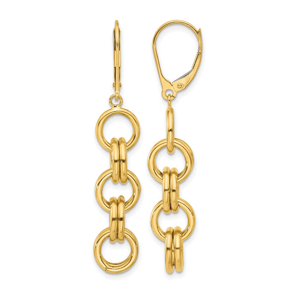 14K Polished Circle Links Dangle Earrings - Birthstone Company