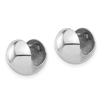 14K White Gold Polished Round Huggie Earrings
