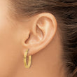 14K Polished and Grooved Oval Hoop Earrings