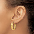 14K Polished and Textured Round Hoop Earrings