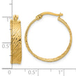 14K Polished and Textured Round Hoop Earrings