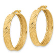14K Polished and Textured Round Hoop Earrings