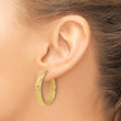 14K Polished and Textured Round Hoop Earrings