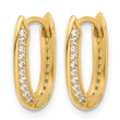 14K Polished CZ Hinged Hoop Earrings - Birthstone Company