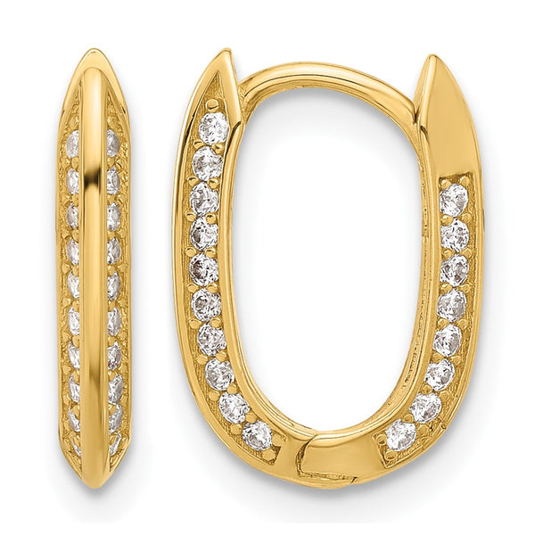 14K Polished CZ Hinged Hoop Earrings - Birthstone Company
