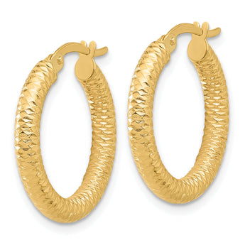 14K Diamond-Cut Round Hoop Earrings