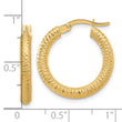 14K Diamond-Cut Round Hoop Earrings