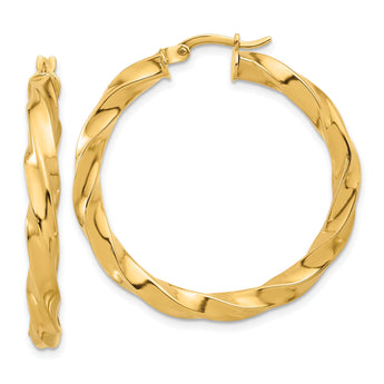 14K Polished Twisted Hoop Earrings