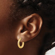 14K Polished and Diamond-cut Hoop Earrings
