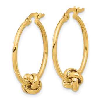 14K Polished Knot Hoop Earrings