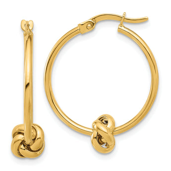 14K Polished Knot Hoop Earrings