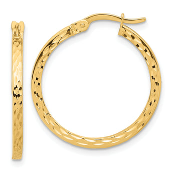 14K Diamond-cut Hoop Earrings